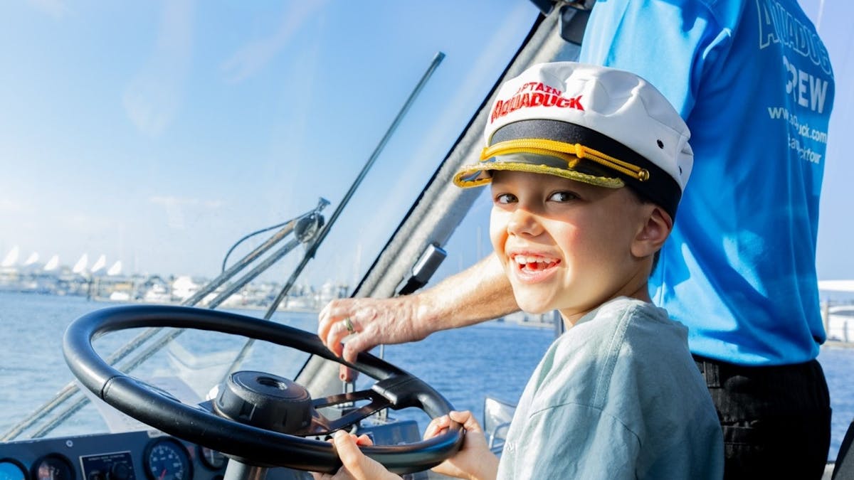 Boy driving the aquaduck