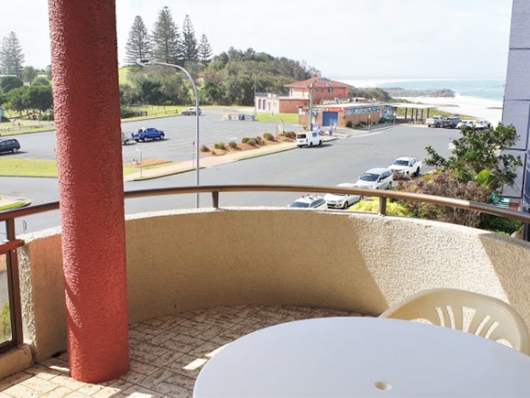 Balcony with distant beach views