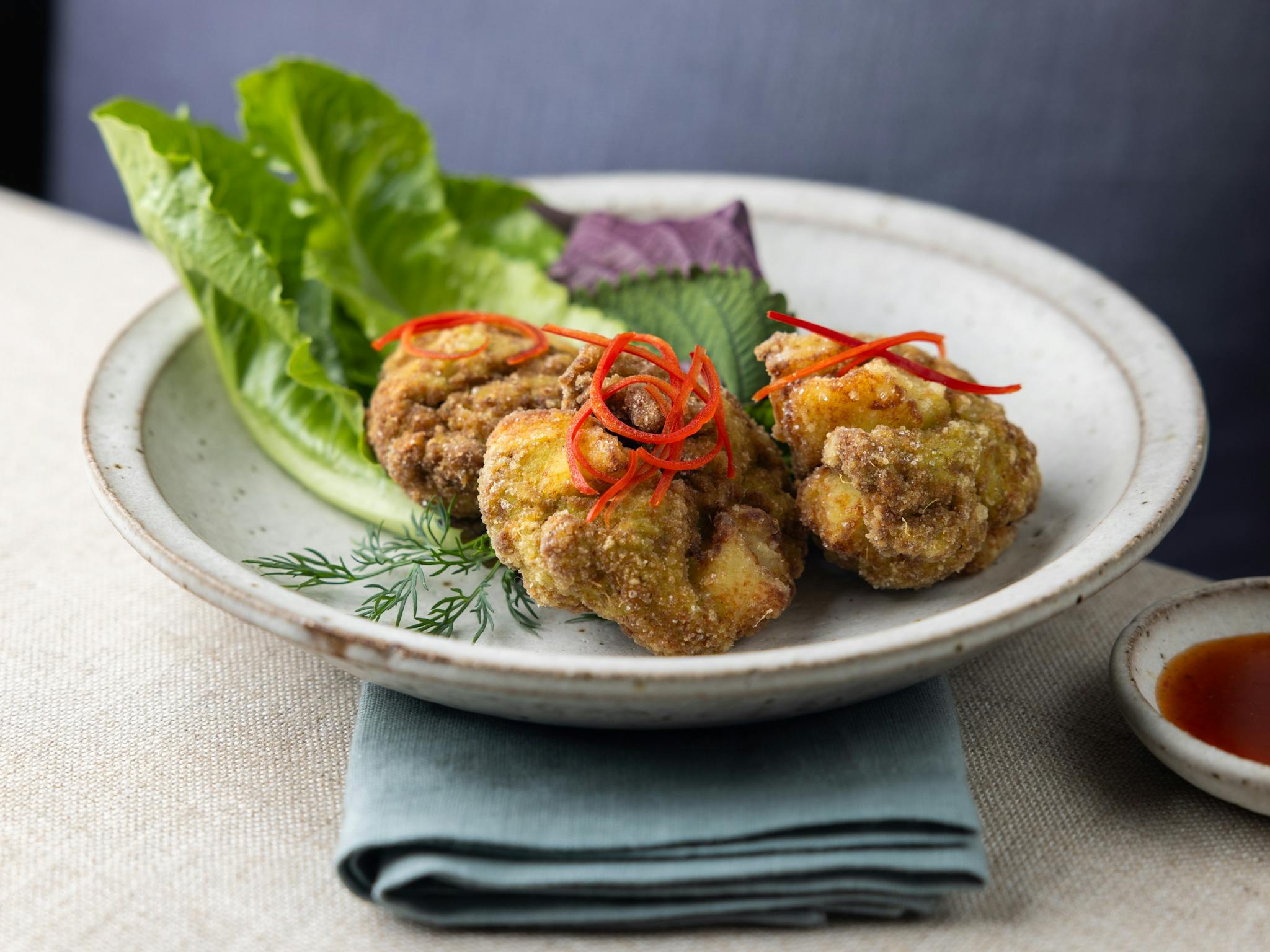 Viet fish cakes, herbs, XO sweet chillii Viet fish cakes, herbs, XO sweet chillii