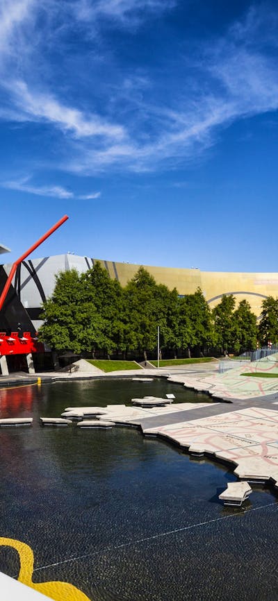 Photograph showing southwest view of Garden of Australian Dreams, National Museum of Australia