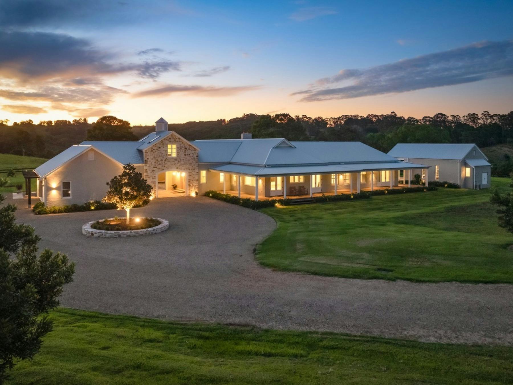 European inspired country estate surrounded by rolling green hills in Possum Creek near Byron Bay