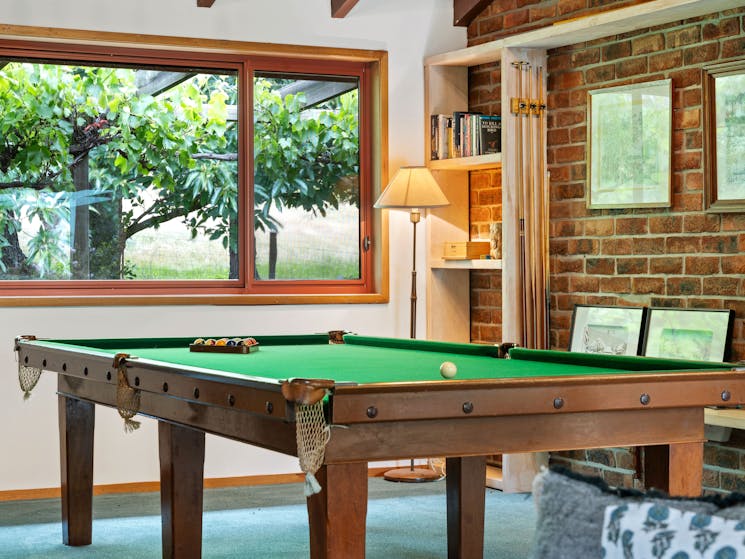 Big Yard Farm includes a full sized pool room, perfect to relax after a day's adventures