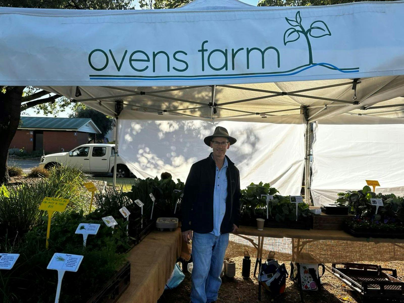 Man surrounded by plants on display