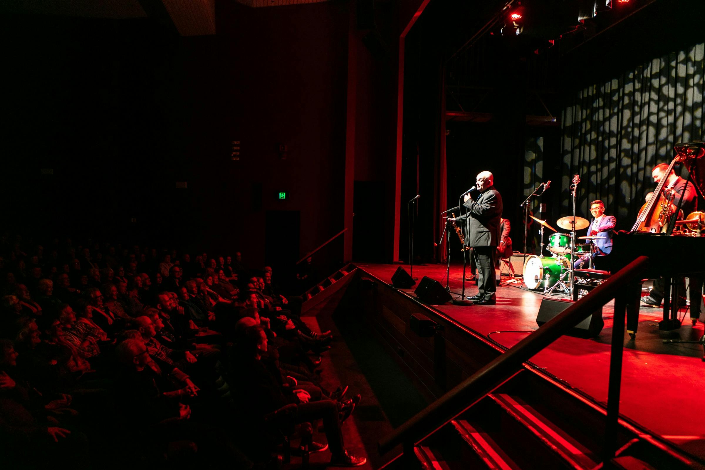 James Morrison plays his trumpet at the Town Hall Thearte during the Devonport Jazz Festival