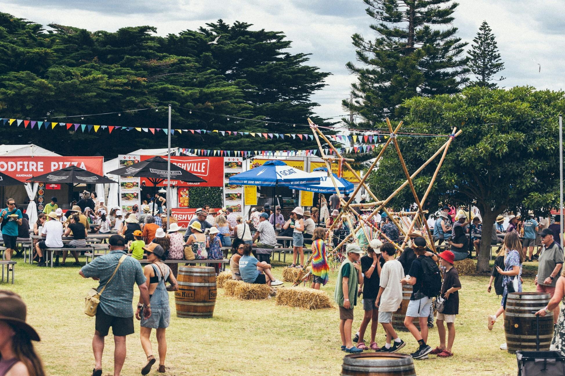 Festival goers enjoying the food options