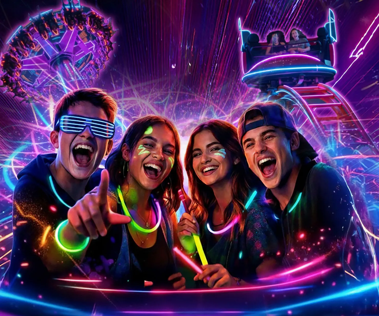 Young adults with glow paint on them