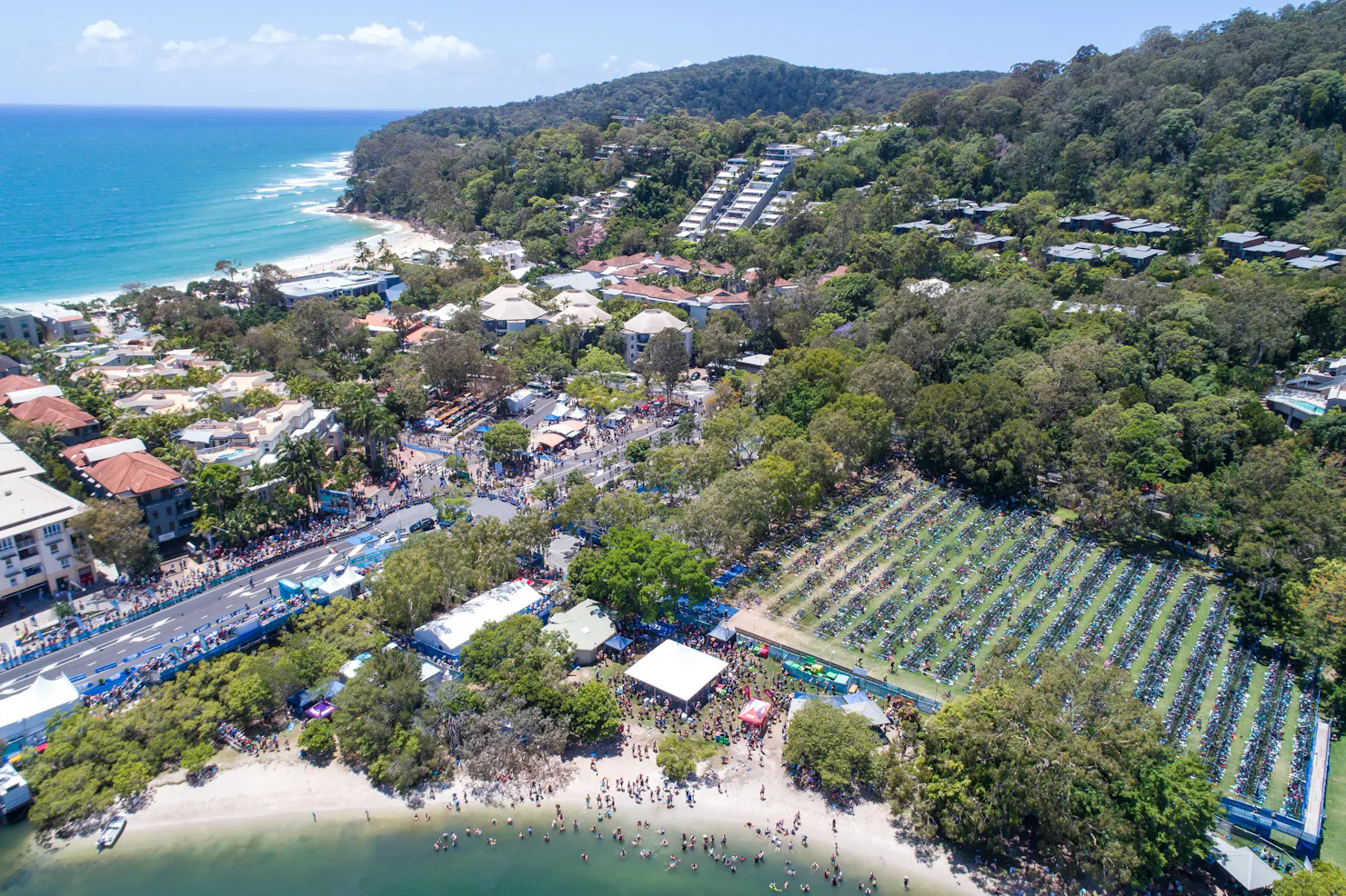 Aerial photo of Noosa during the Noosa Triathlon