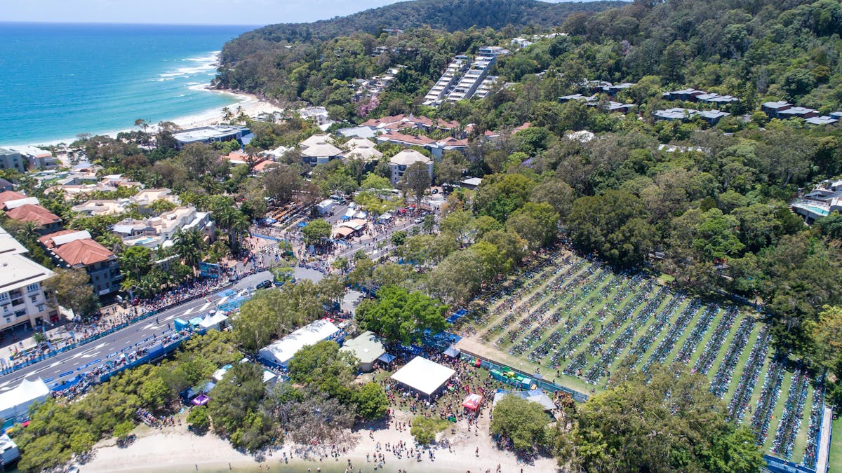 Aerial photo of Noosa during the Noosa Triathlon Aerial photo of Noosa during the Noosa Triathlon