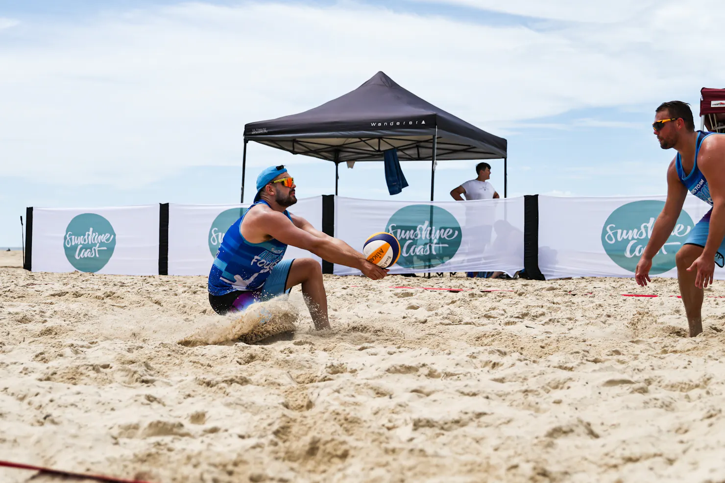 Player digging ball