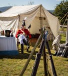 The ‘redcoats’ of the soldiers of the 73rd Regiment of Foot; they will fire their muskets and march