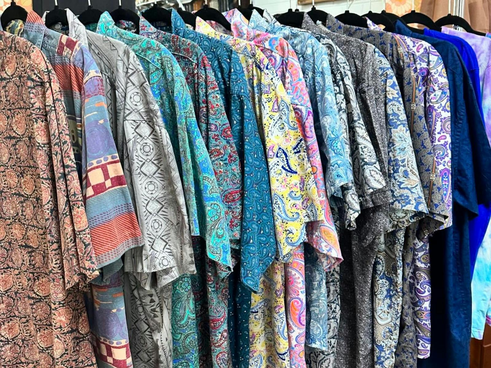 mens vintage shirts hanging on hangers