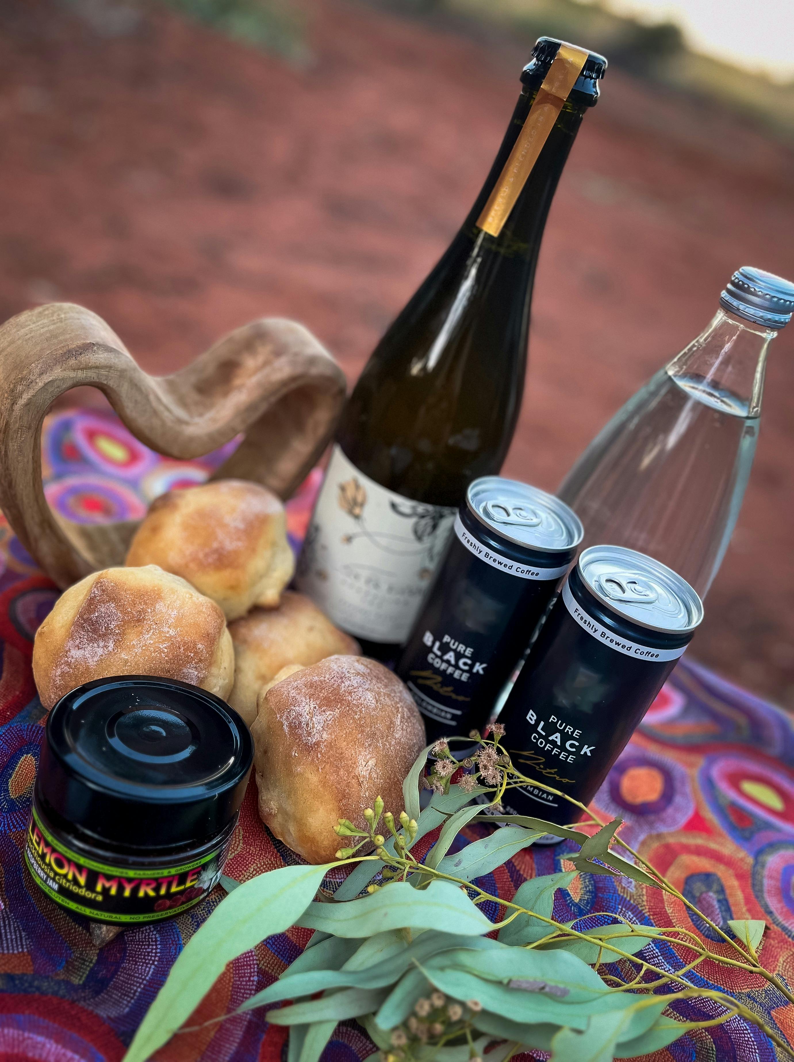 Scones, sparkling tea or Nitro coffee, jam and nuts