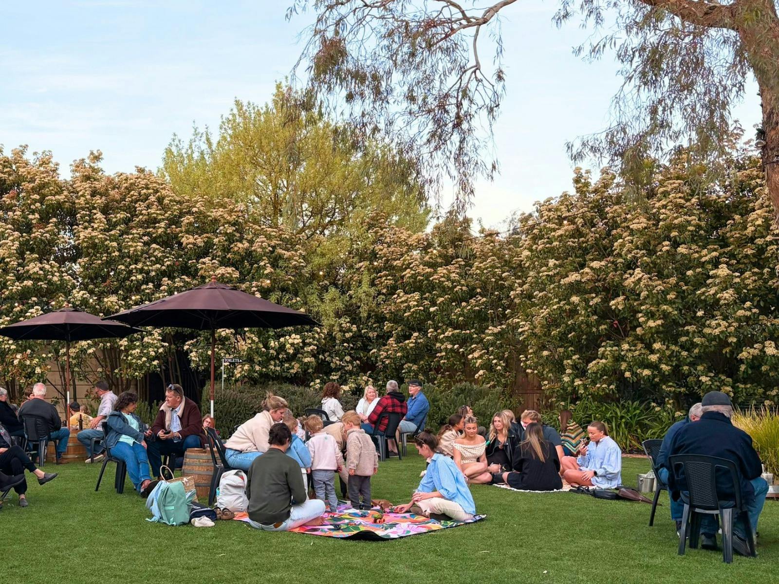 People on picnic rugs