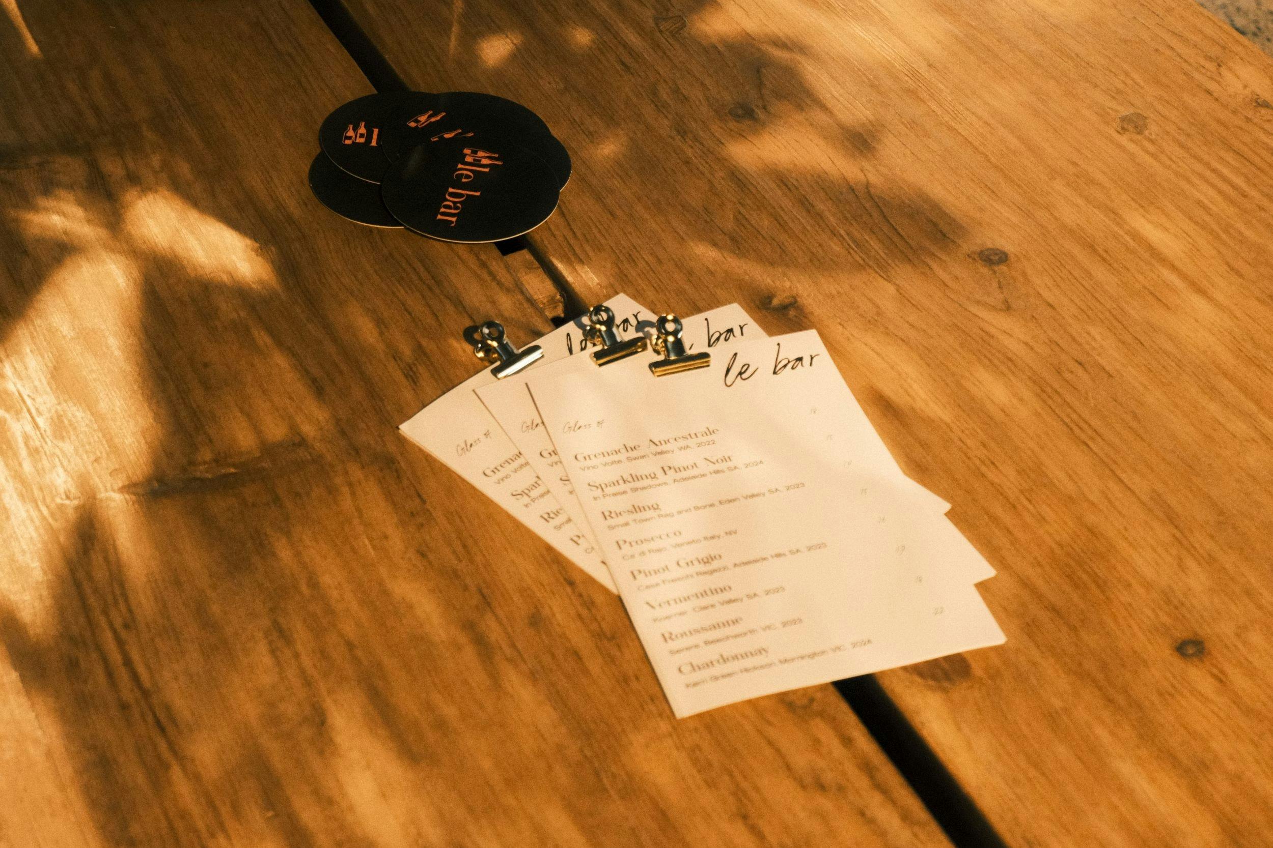 le bar berry menu