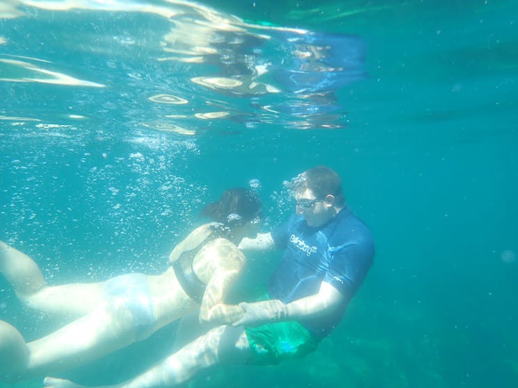 A couple Snorkel from a Kayak Batemans Bay with Region X