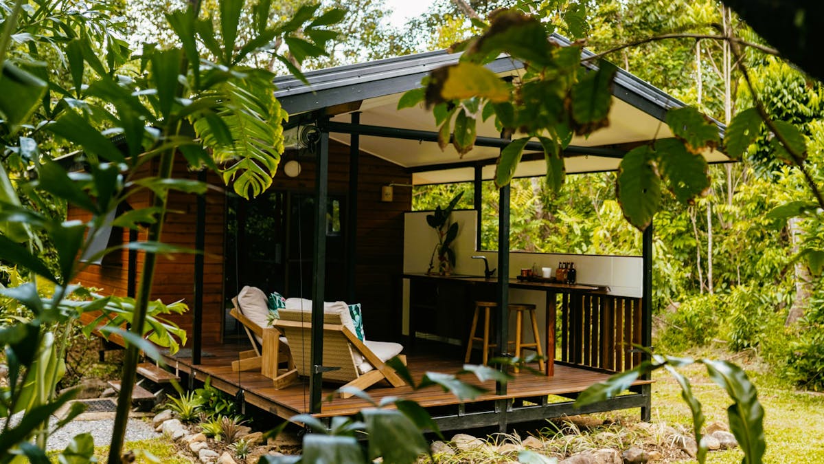 Cottage in orchard at Cape Trib Farm