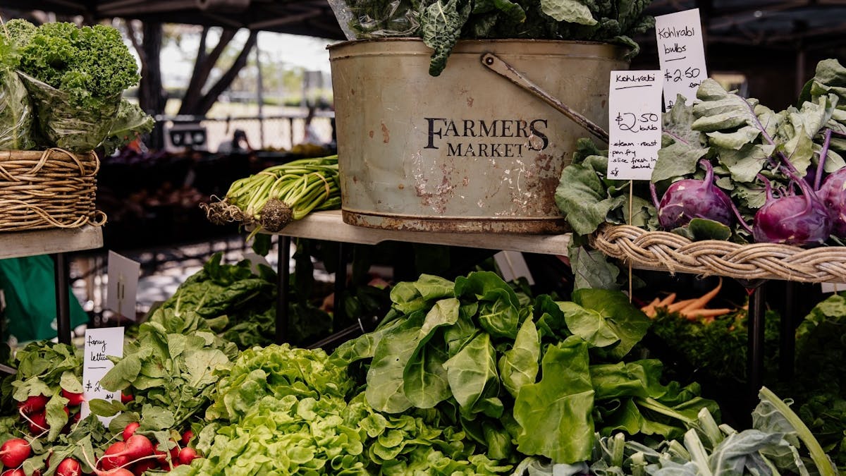 Table laden with fresh vegetables