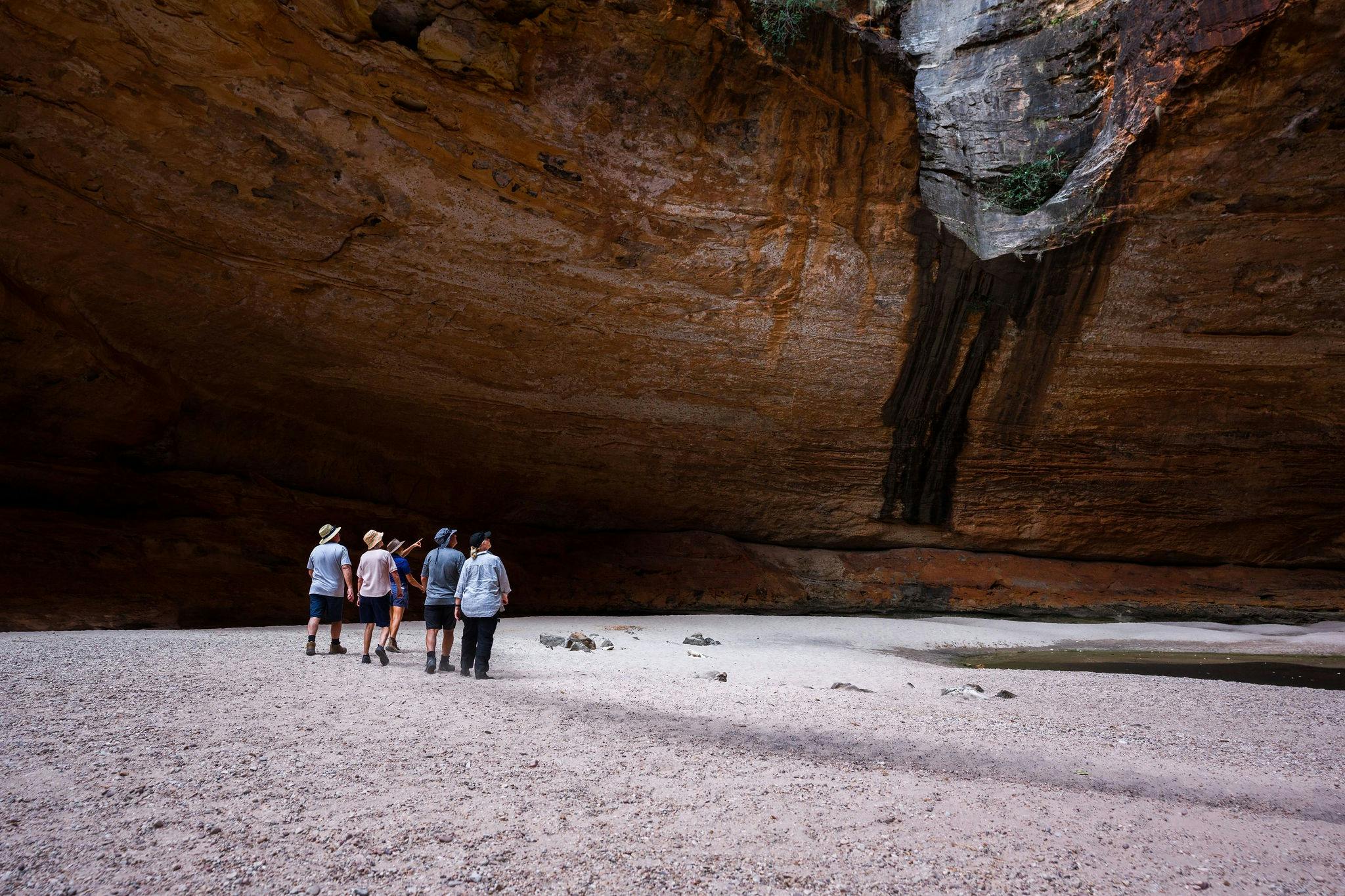 Tour group hiking in Cathedral Gorge