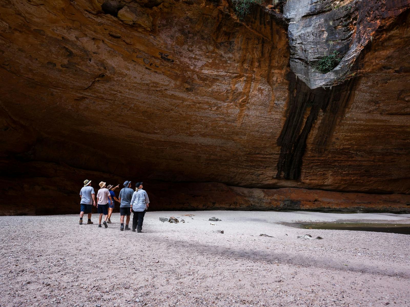 Tour group hiking in Cathedral Gorge