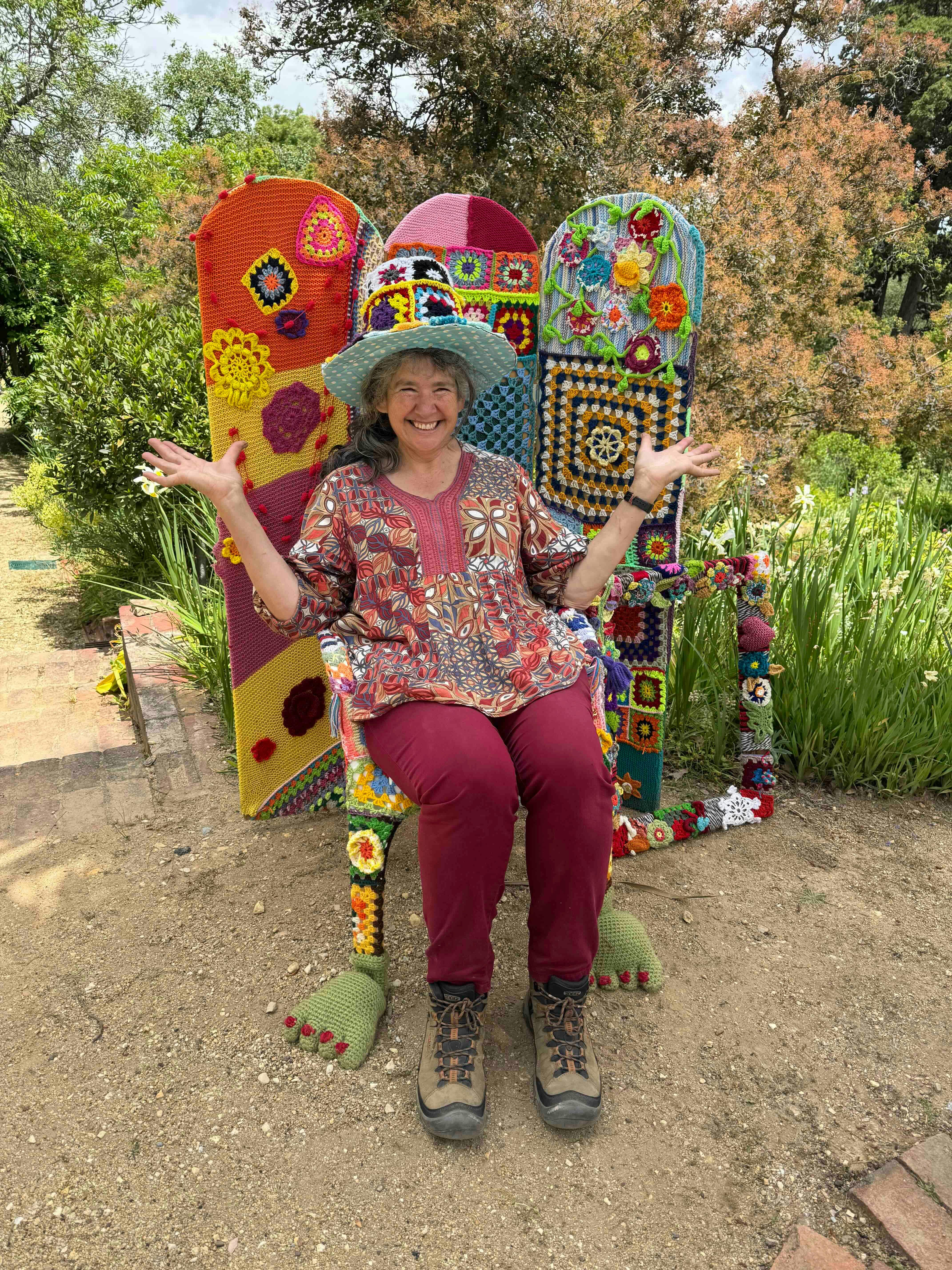 Woman having fun on a decorated throne