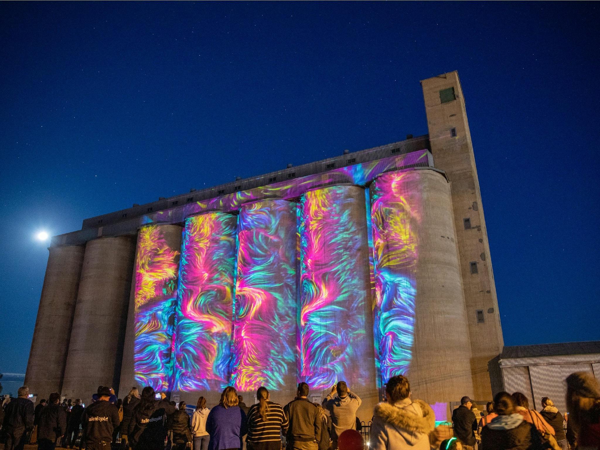 Karoonda Silos night time projections