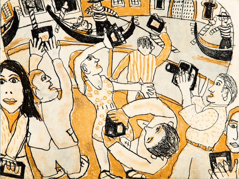 Tourists on the Grand Canal 2009, two plate etching