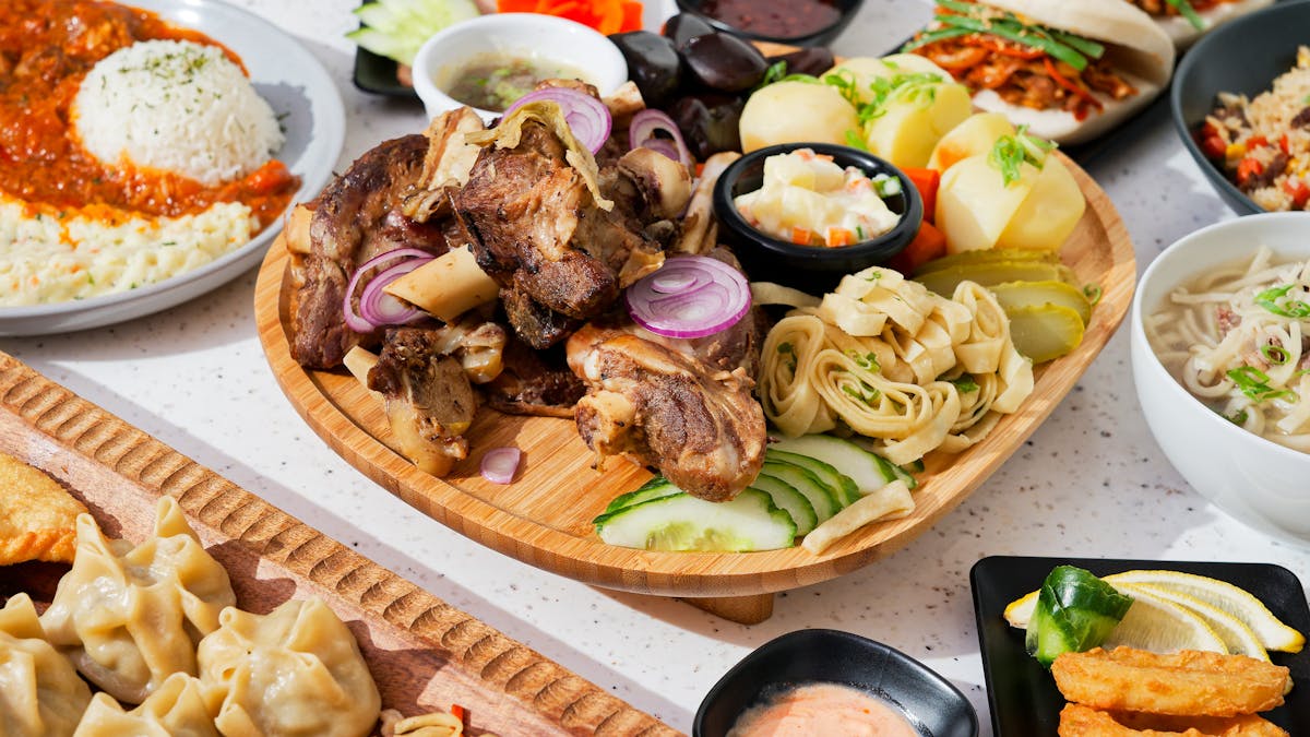 Collection of traditional Mongolian dishes offered at Khatun Mongolian Restaurant