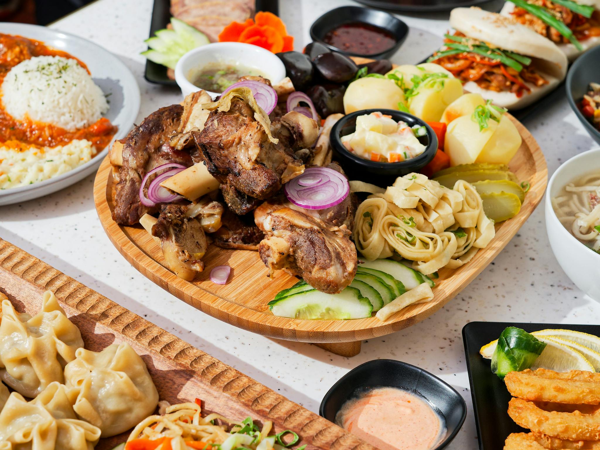 Collection of traditional Mongolian dishes offered at Khatun Mongolian Restaurant Collection of traditional Mongolian dishes offered at Khatun Mongolian Restaurant
