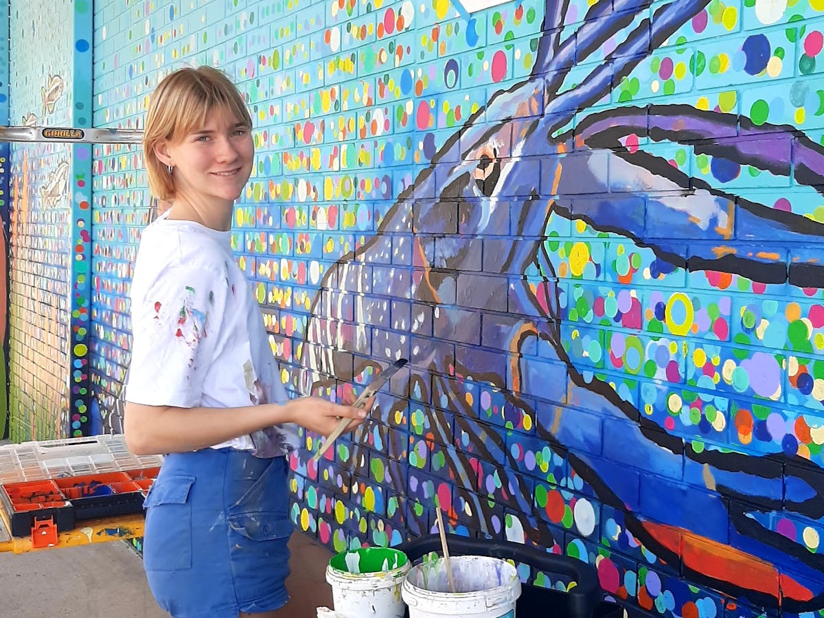 A mural being painted for Lanescape Goondiwindi