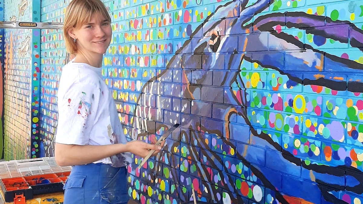 A mural being painted for Lanescape Goondiwindi