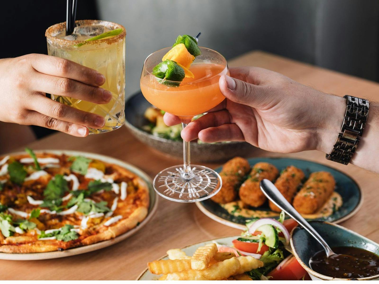 Pizza and cocktails