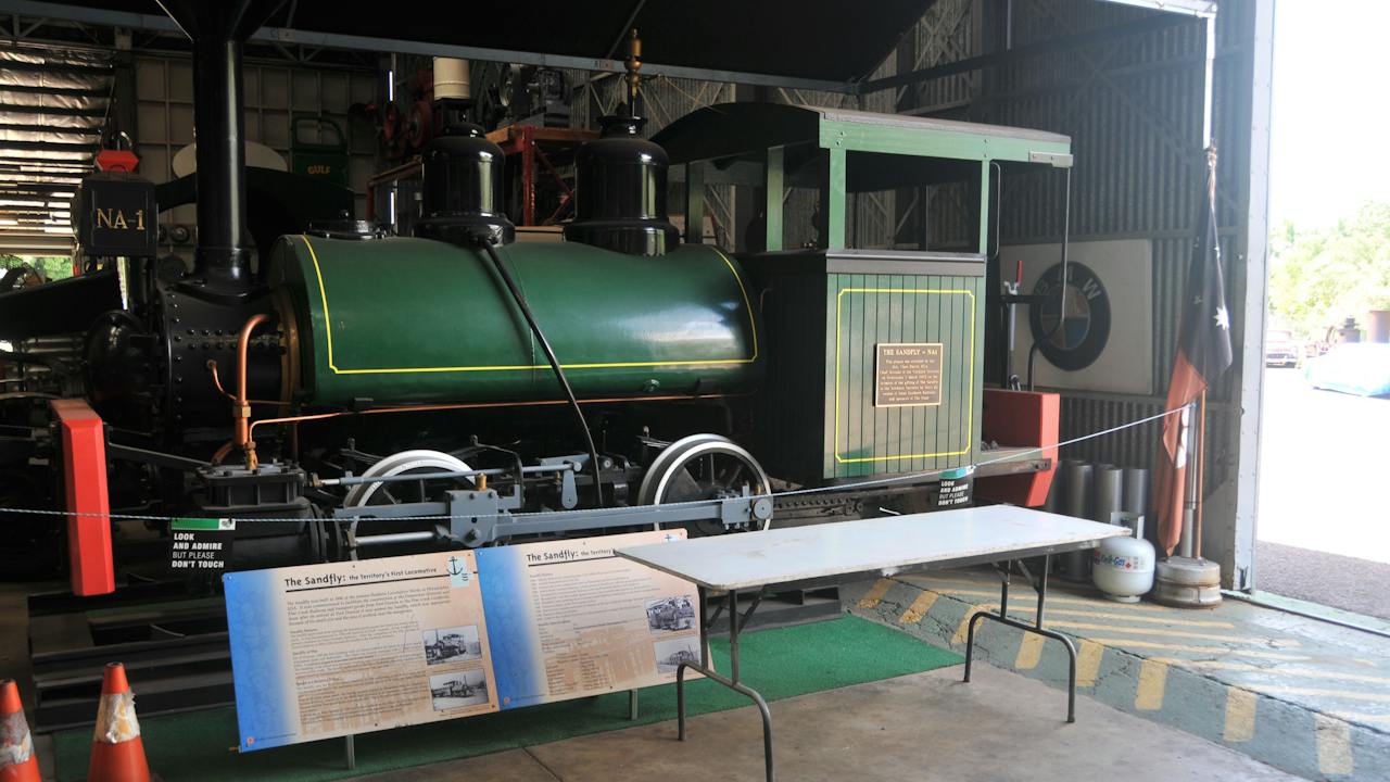 Steam locomotive in the Qantas Hangar.
