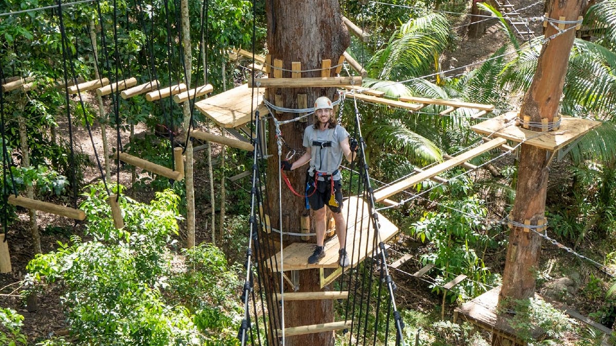 Guest on platform among the games on course