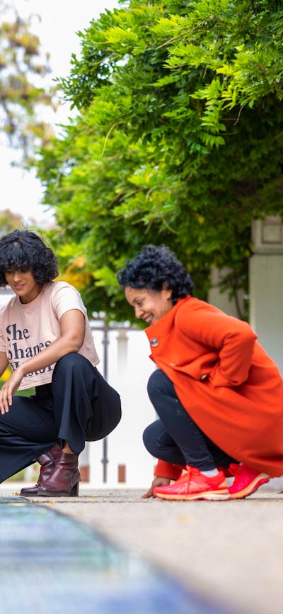 Tour group visits Centenary of Women's Suffrage Fountain
