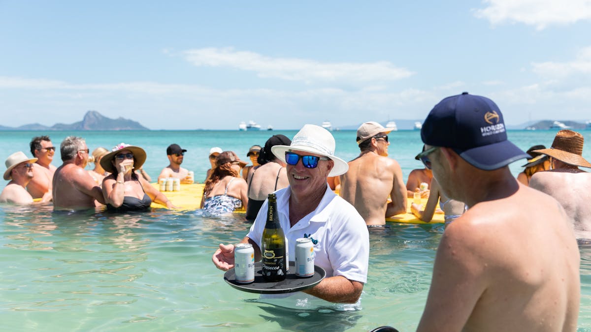 champagne service on the beach