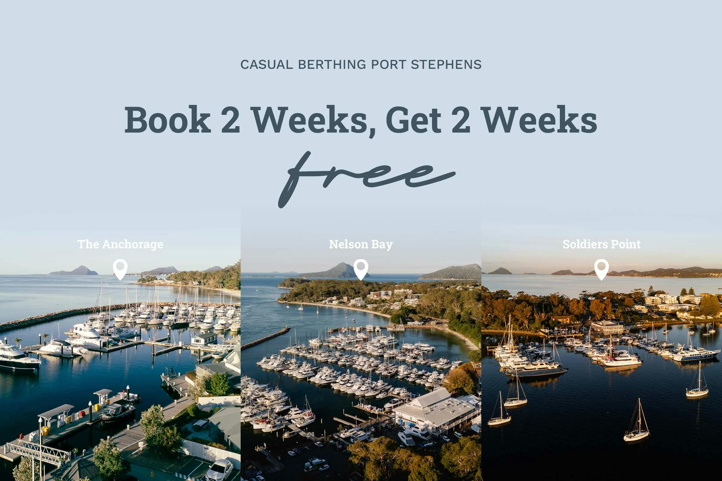 Casual Berthing - Book 2 weeks, Get 2 weeks FREE