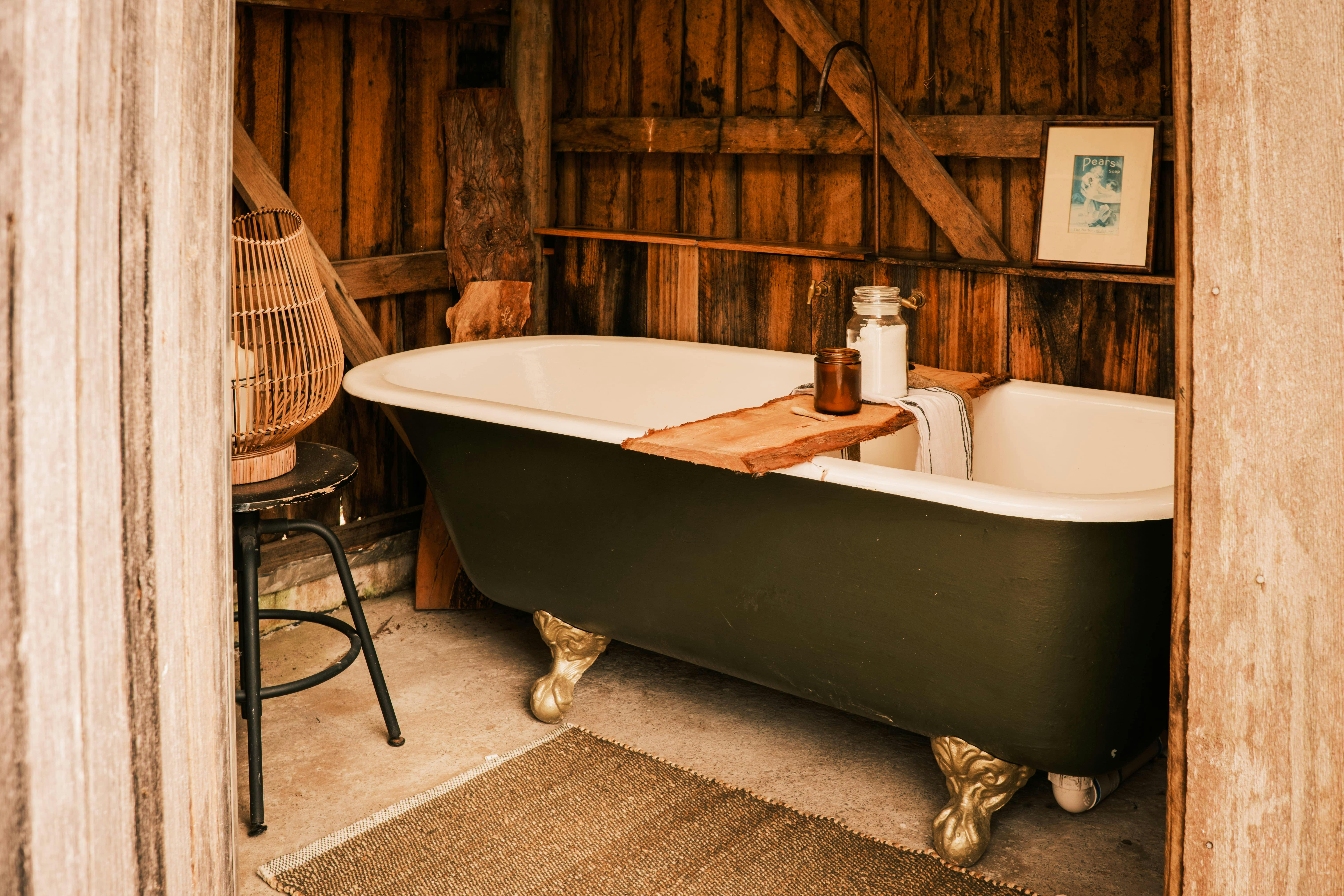 Take in the mountain landscape from the outdoor bath