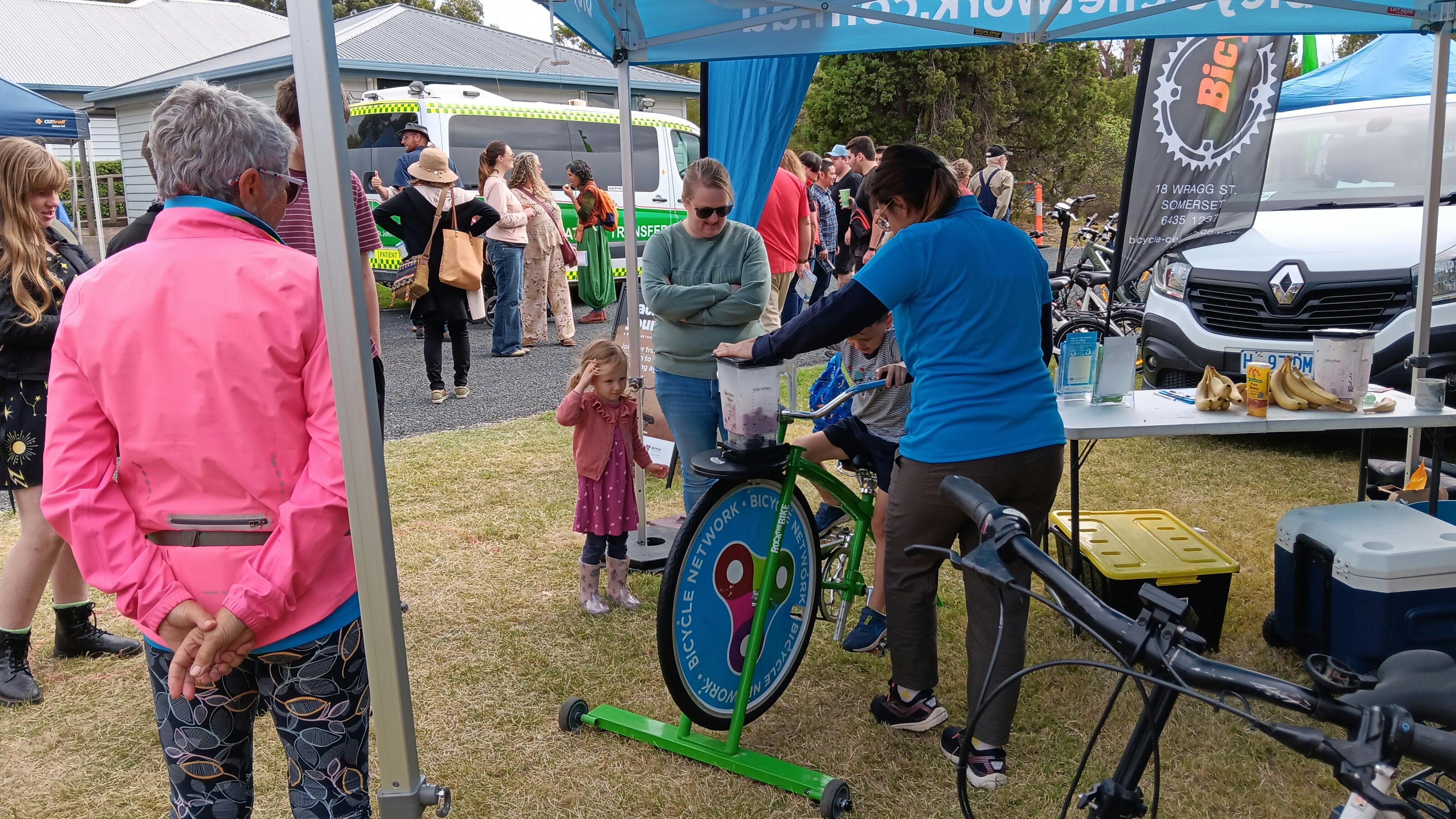 generate electricity to make a smoothy on a pedal bike. efficient energy