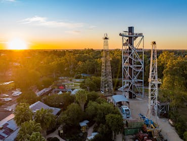 Aerial photo of The Big Rig Roma including the Tower and outdoor theatre