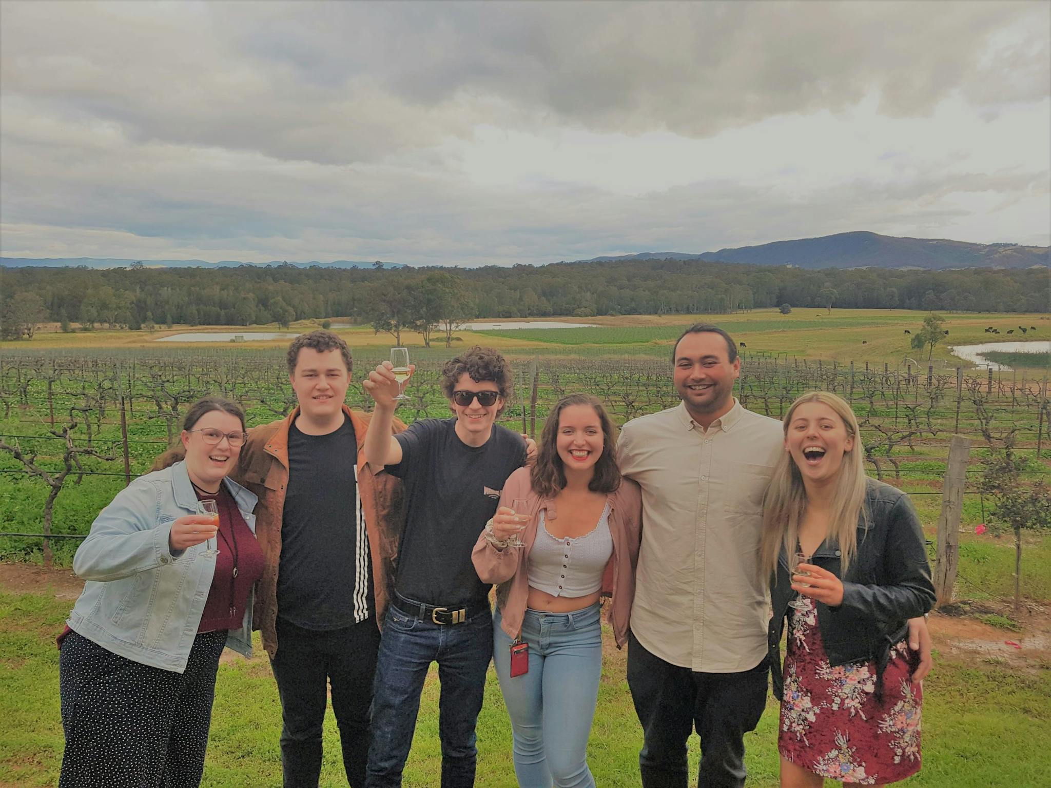 Cheers to new mates on a Hunter Valley Wine tour with Dave's