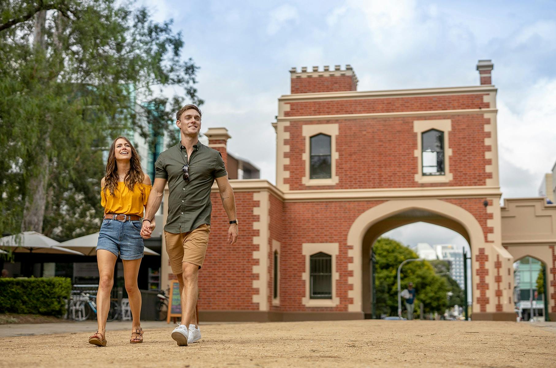 Couple enjoying a walk through Parramatta Park