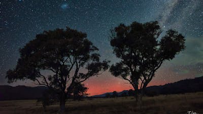 this shows a typical display of the aurora that can be captured with the camera in the ACT area
