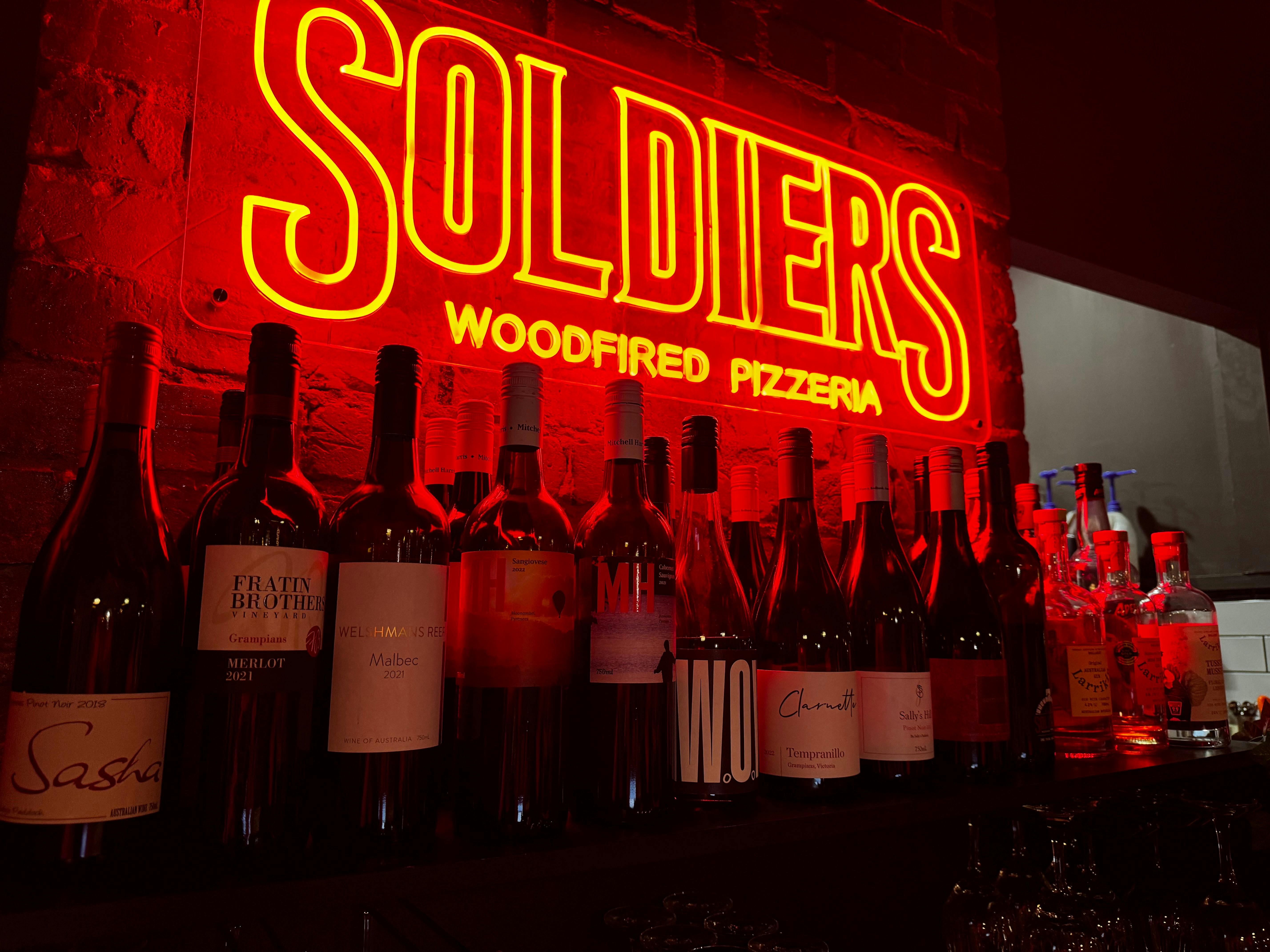 A display showcasing wines on offer