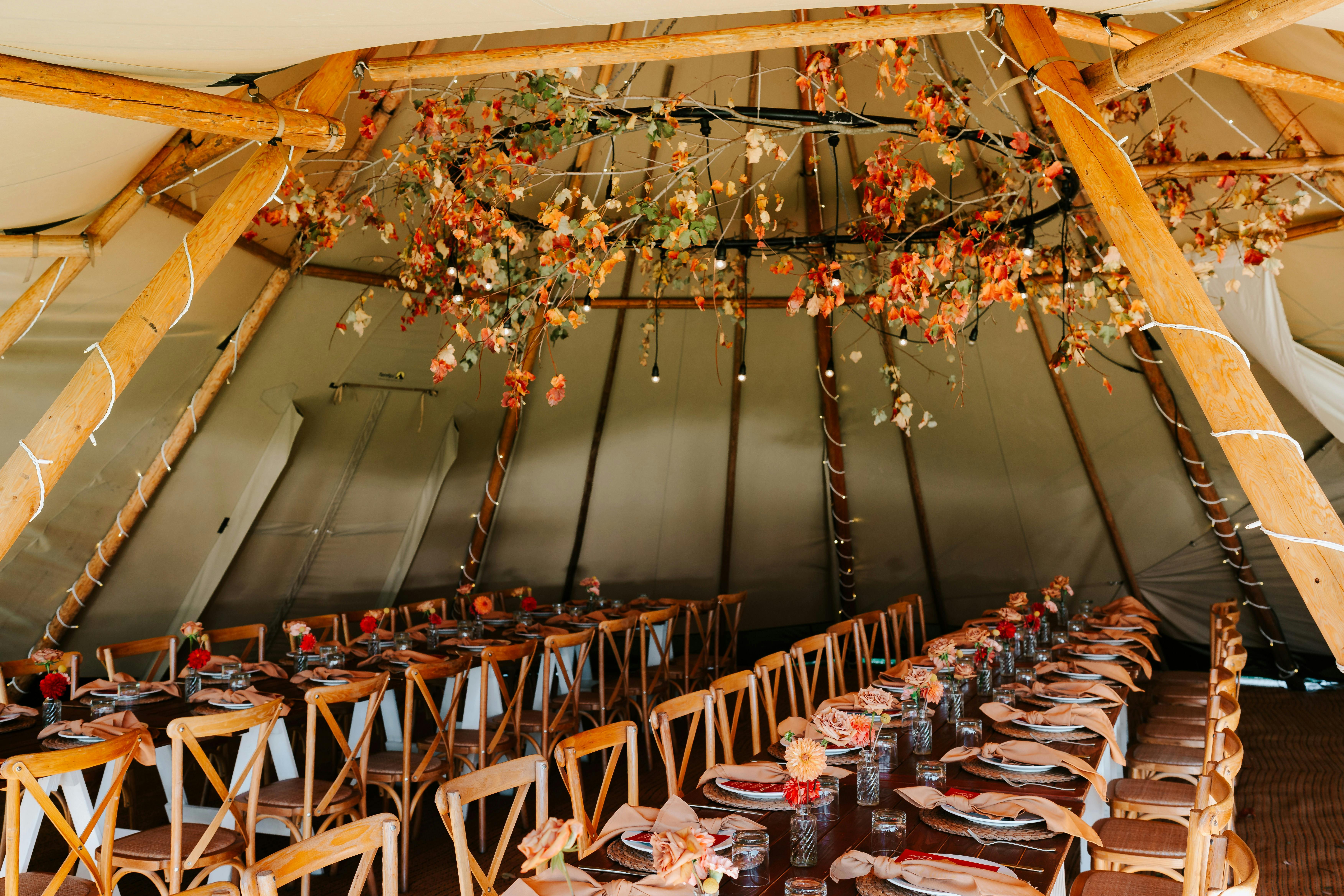 Tipi Long Lunch Table Setup