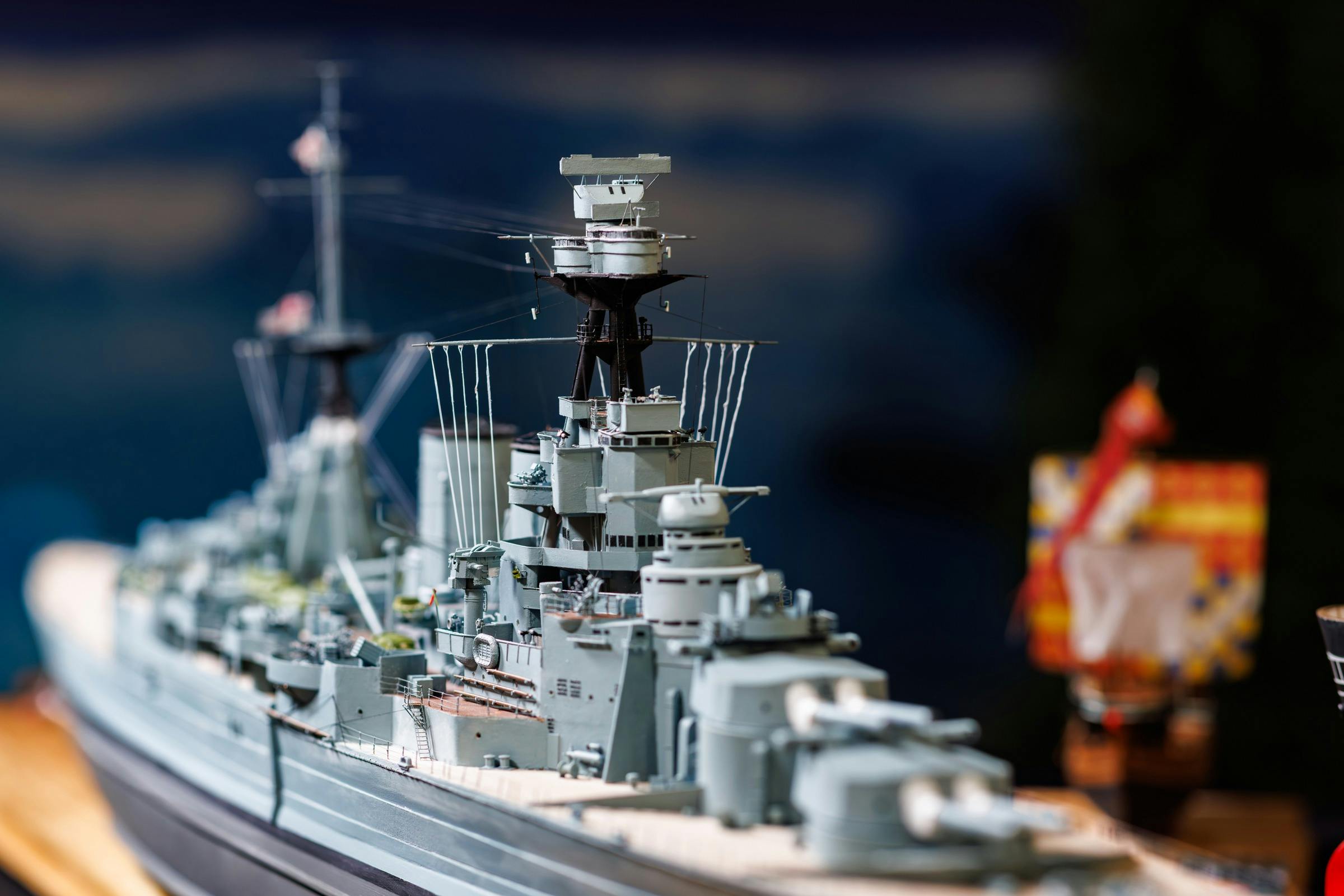 close up of model ship