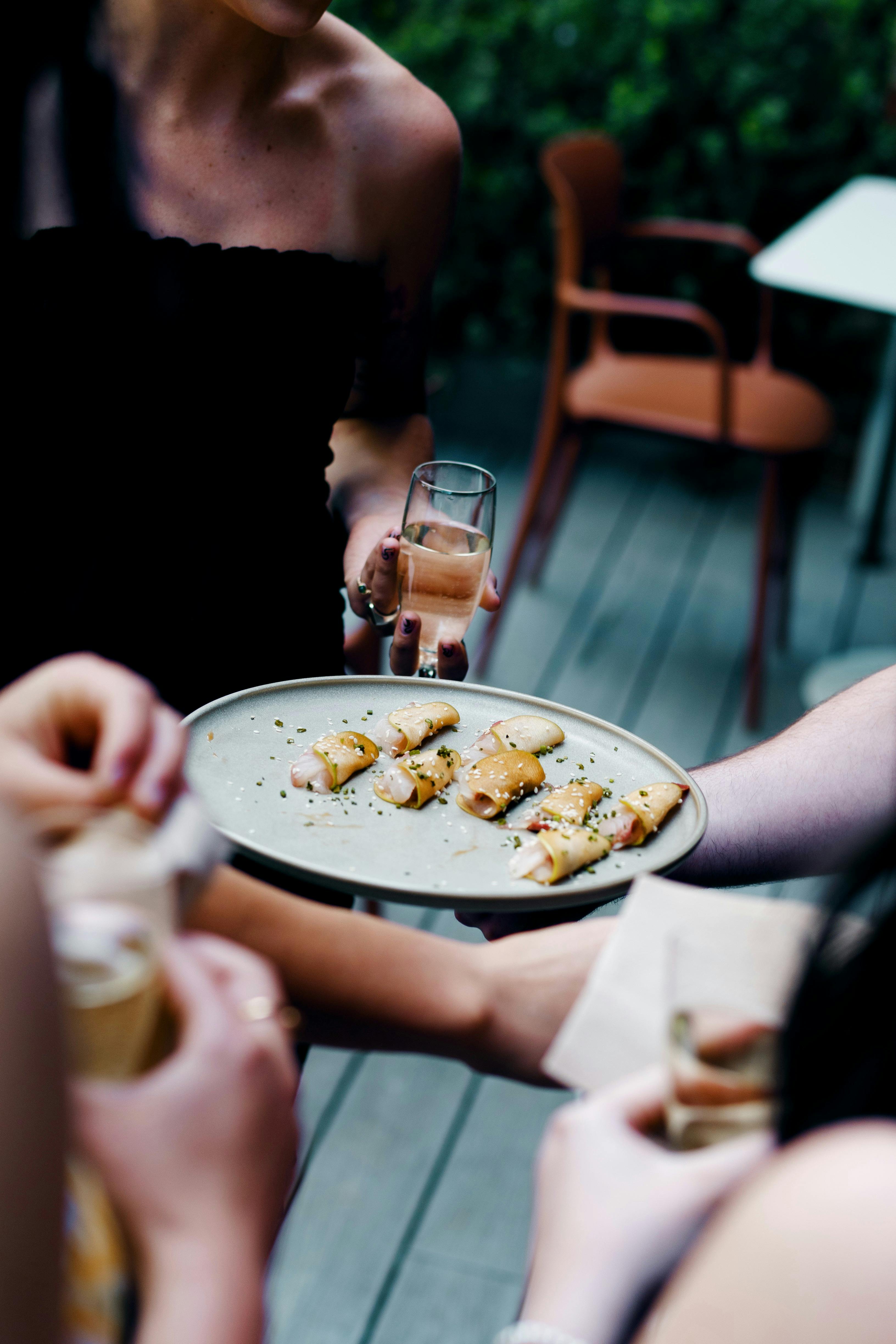 Canapés being served