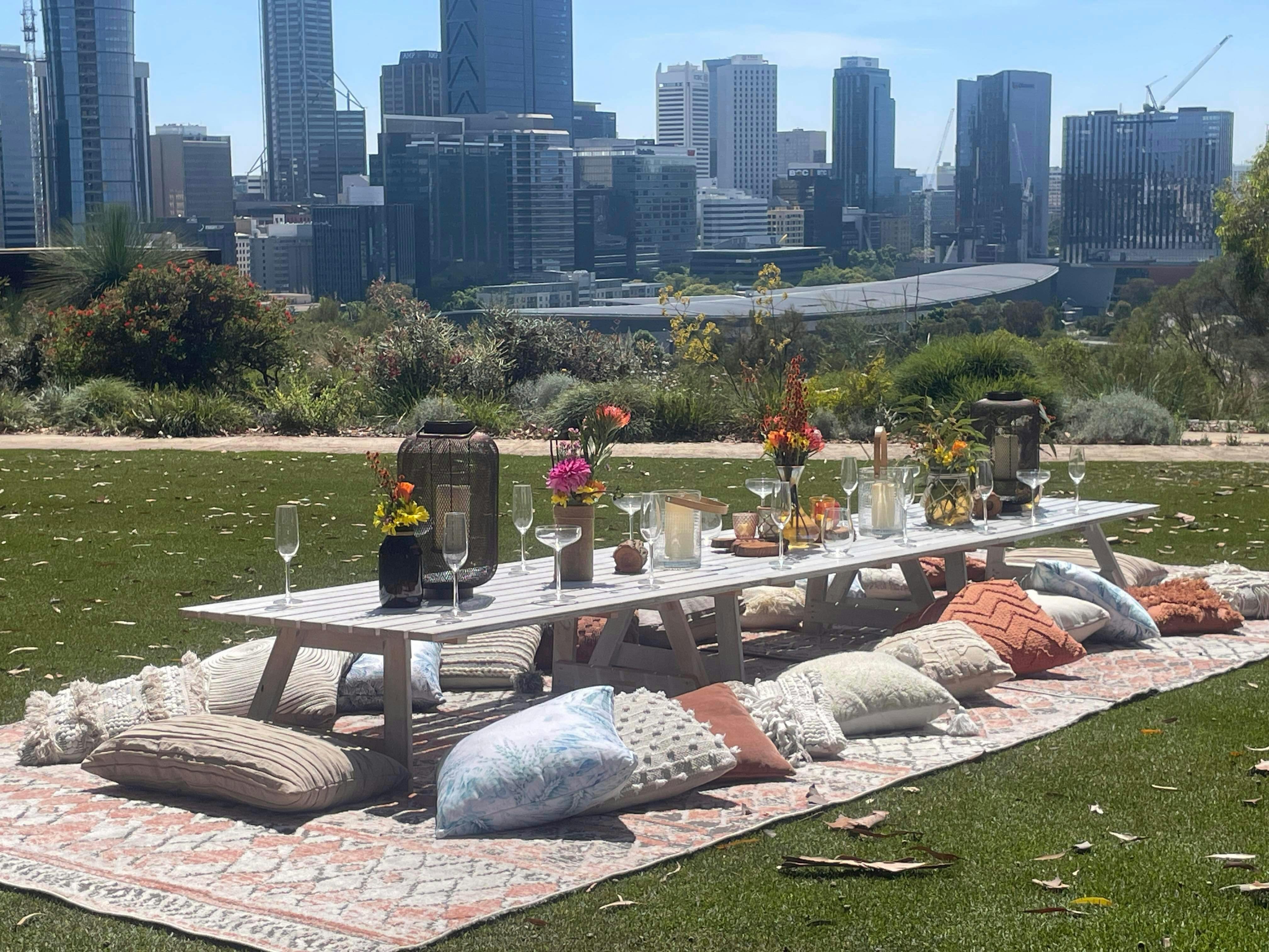 Breathtaking Views of the Swan River and the city, all the while seated at a gorgeous Picnic