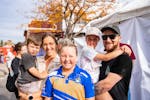 A family of 5 including mum, dad, two daughers and a son at Falling Leaf Festival