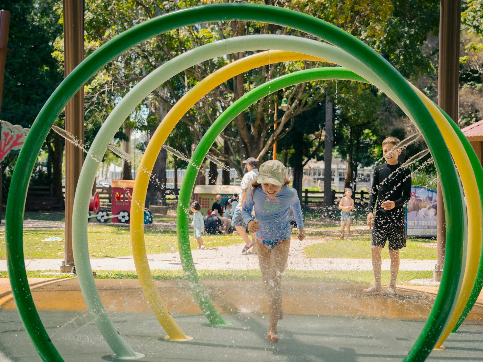 Kids playing in the water park