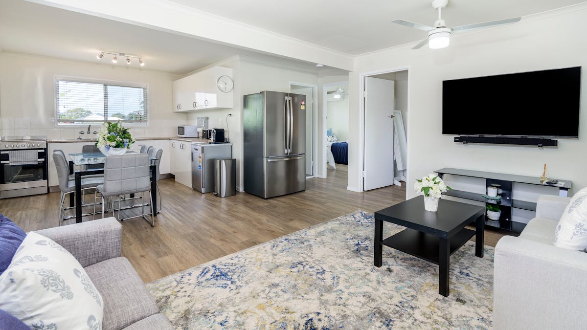 Lounge, dining, kitchen area